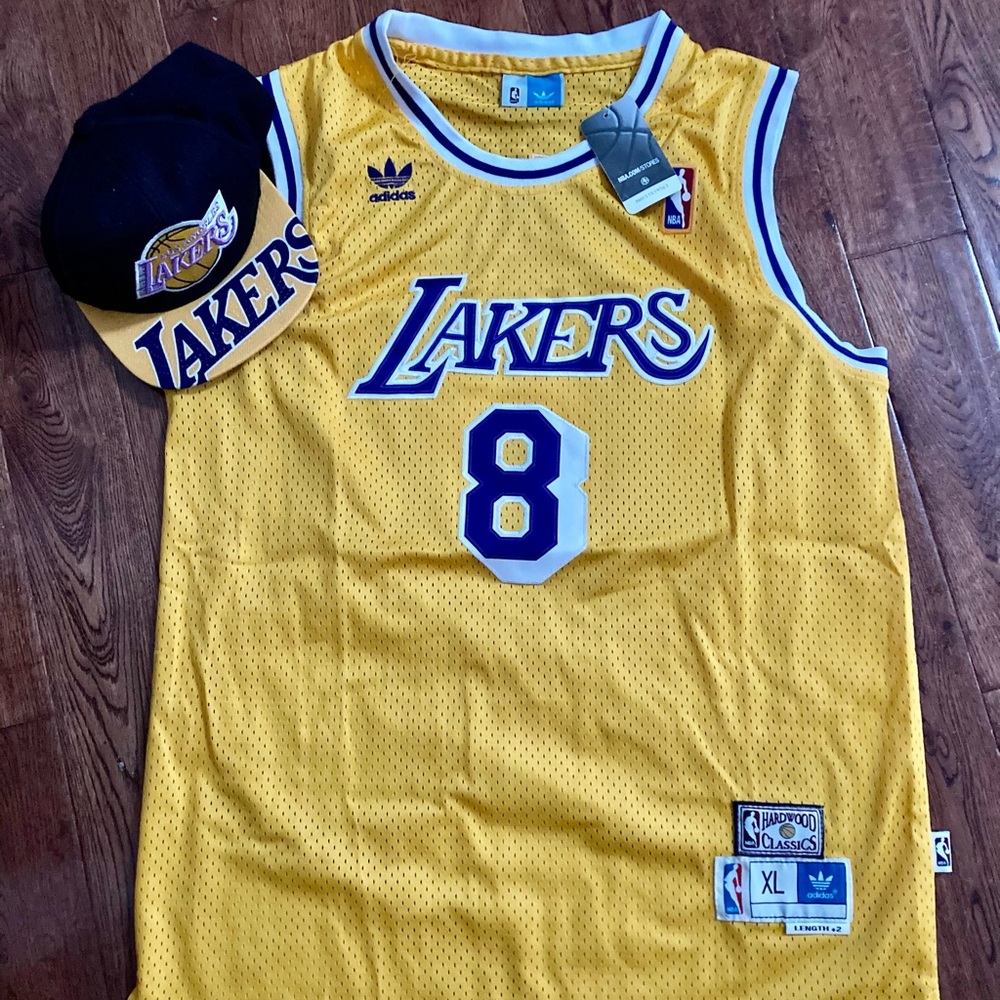 Men’s NEW NBA Kobe Bryant XL Adidas Jersey Snap Lakers Hat